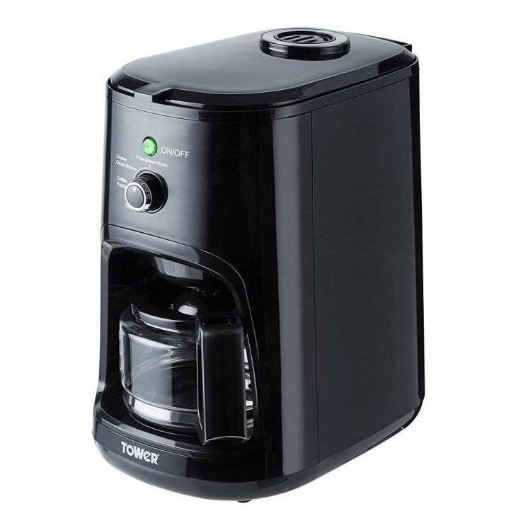 Cafetiera cu Rasnita Incorporata Tower T13005, Putere 900W, Anti-picurare, 4 Cesti, Oprire automata