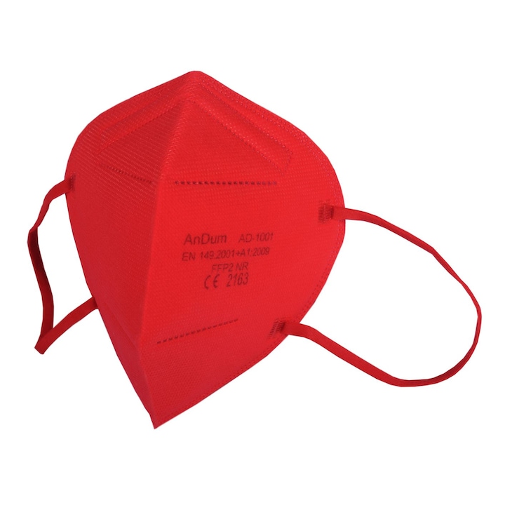 Masca FFP2 Rosie, model AD-1001, 5 straturi, Conforma cu CE 2163, ambalata individual