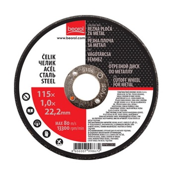 Disc de taiere, 115 x 1 mm, metal, RPM115X1, Beorol Disc de taiere, 115 x 1 mm, metal, RPM115X1, Beorol