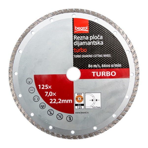 Disc diamantat, 125mm, continuu, Turbo, RPDT125, Beorol