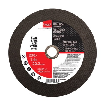 Disc de taiere, 230 x 1.6 mm, metal, RPM230X1.6, Beorol Disc de taiere, 230 x 1.6 mm, metal, RPM230X1.6, Beorol