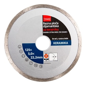 Disc diamantat, 125mm, continuu, RPDK125, Beorol Disc diamantat, 125mm, continuu, RPDK125, Beorol
