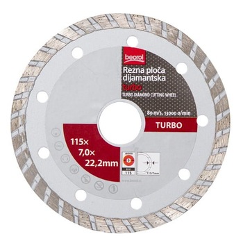 Disc diamantat, 115mm, continuu, Turbo, RPDT115, Beorol Disc diamantat, 115mm, continuu, Turbo, RPDT115, Beorol