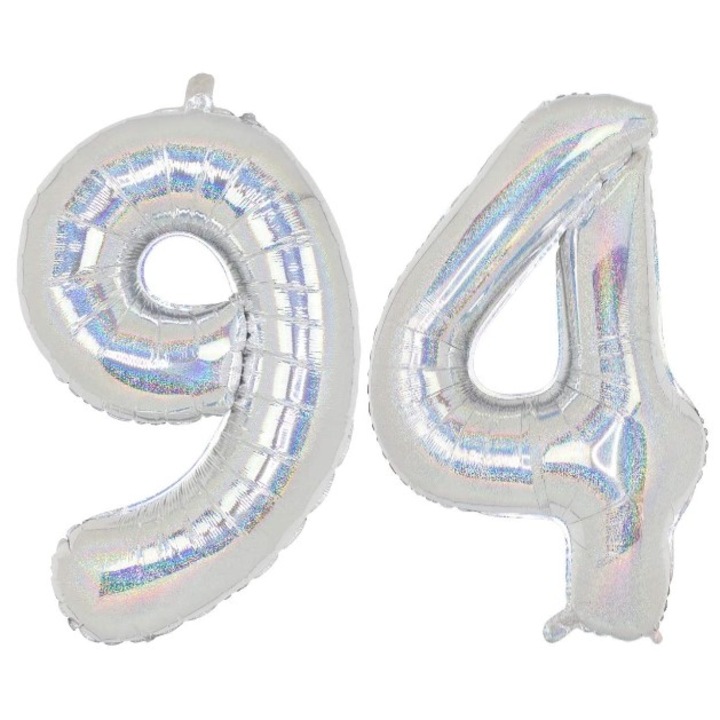 Set 2 baloane folie cifra, Domi Party & Gifts, Holografic, aniversare 94 ani, 100 cm