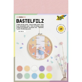 Set creativ Felt Pastel, 10 bucati de pasla asortate, 20x30 cm, Folia Set creativ Felt Pastel, 10 bucati de pasla asortate, 20x30 cm, Folia