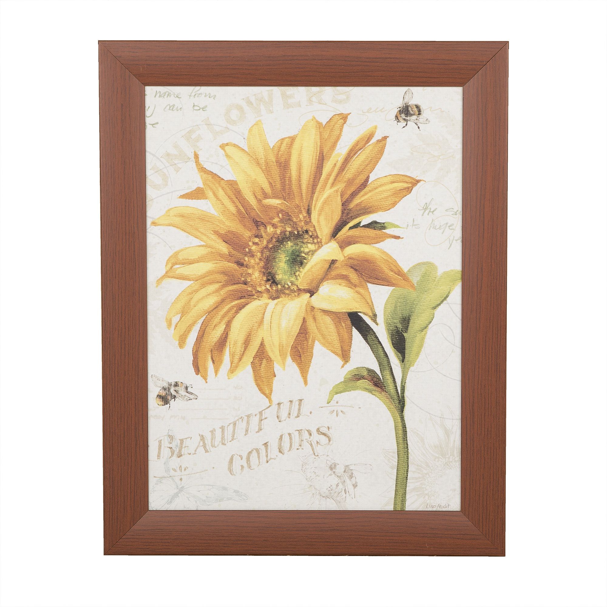 Tablou,model floarea soarelui si albine,multicolor,30 x 40 cm