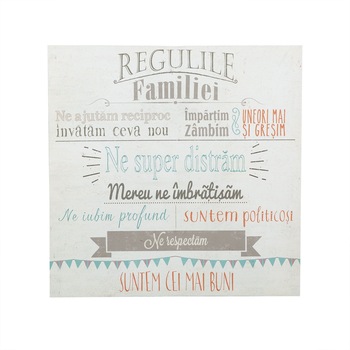 Tablou,model Regulile familiei,multicolor,50 x 50 cm Tablou,model Regulile familiei,multicolor,50 x 50 cm