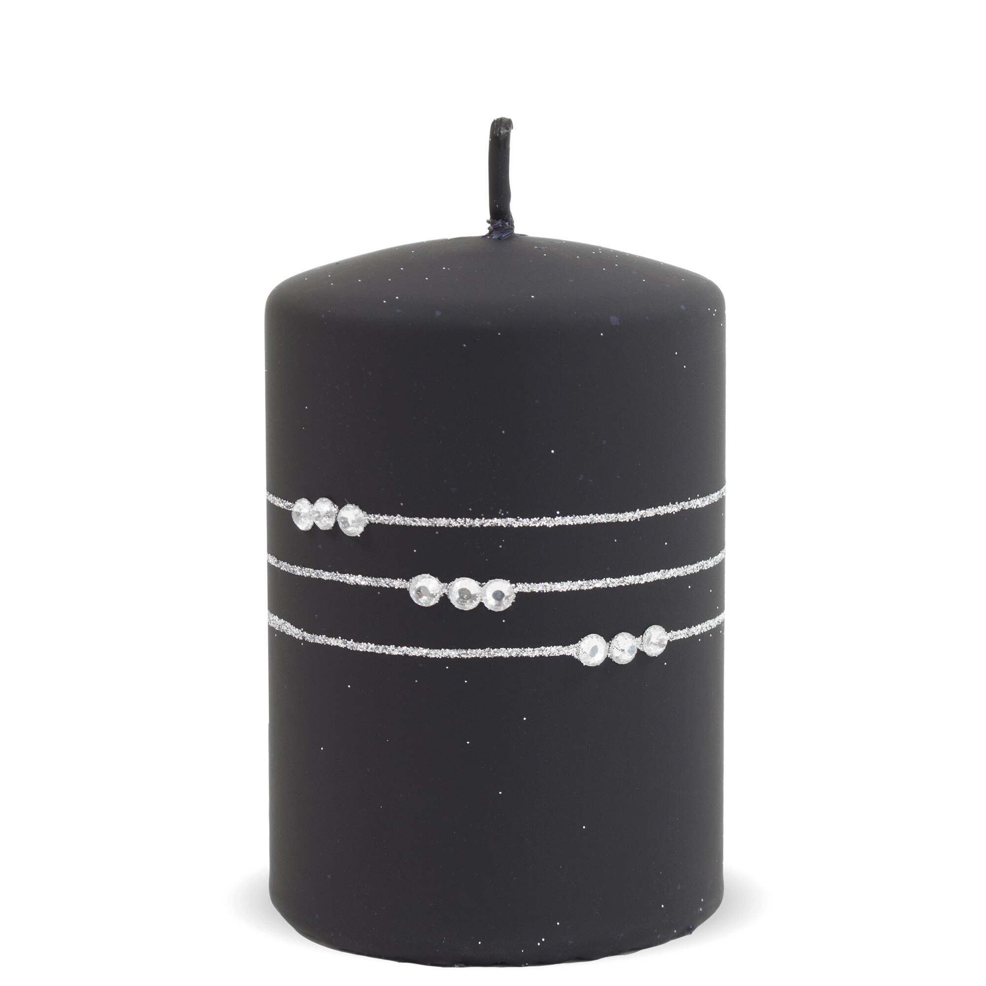 Lumanare cu pietre, negru mat, 10.5x7 cm