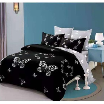 Set 6 piese Lenjerie Relax Shop, Six Fluturi pictati pe negru, 2 persoane Set 6 piese Lenjerie Relax Shop, Six Fluturi pictati pe negru, 2 persoane