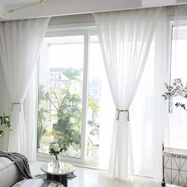 Méhsejt pamut voile függöny, Premium, 900x225 cm, matt fehér