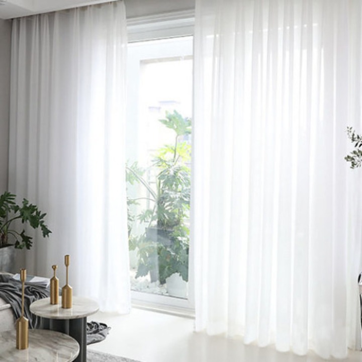 Tripla voile függöny szett méhsejt pamuttal, Premium, 350x260 cm, matt fehér, 2 db