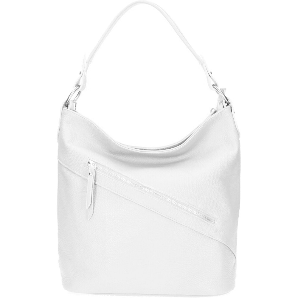 Geanta Mirna din piele naturala pentru femei, alb