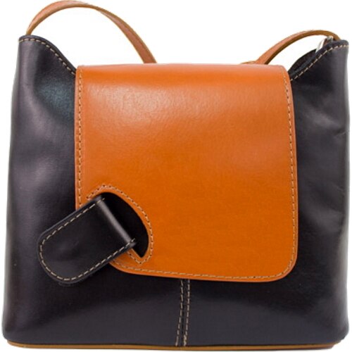 Geanta Isabella din piele naturala pentru femei, negru/maro cognac