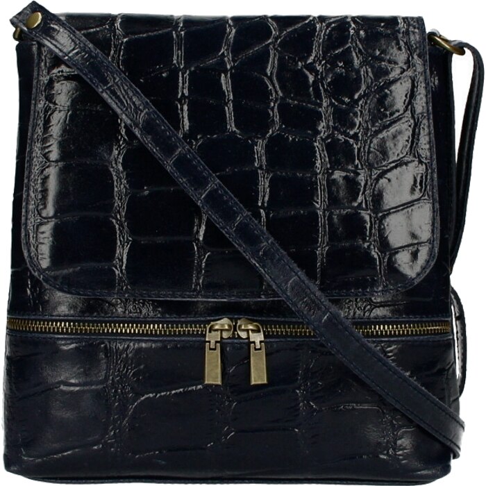 Geanta Vanna din piele naturala pentru femei, albastru marin