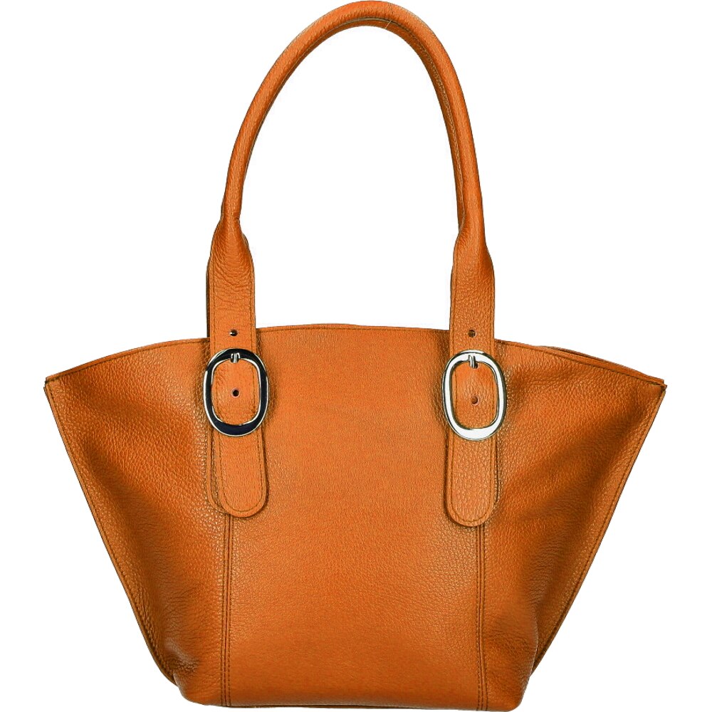 Geanta Terri din piele naturala pentru femei, maro cognac