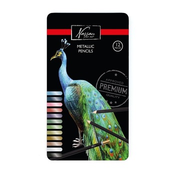 Creioane colorate 12 culori metalice Nassau Fine Art in cutie metalica Creioane colorate 12 culori metalice Nassau Fine Art in cutie metalica