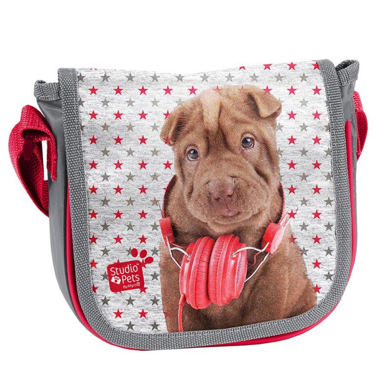 Geanta umar Paso Studio Pets 17x15x4 cm Gri/Rosu