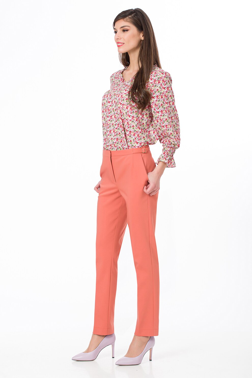 Sense, Pantaloni chino cu talie medie, Oranj