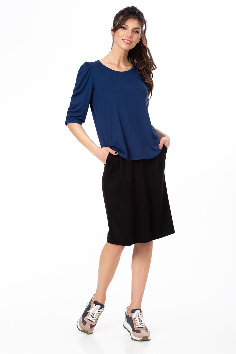 Sense, Bluza cu maneci medii, Bleumarin, XL