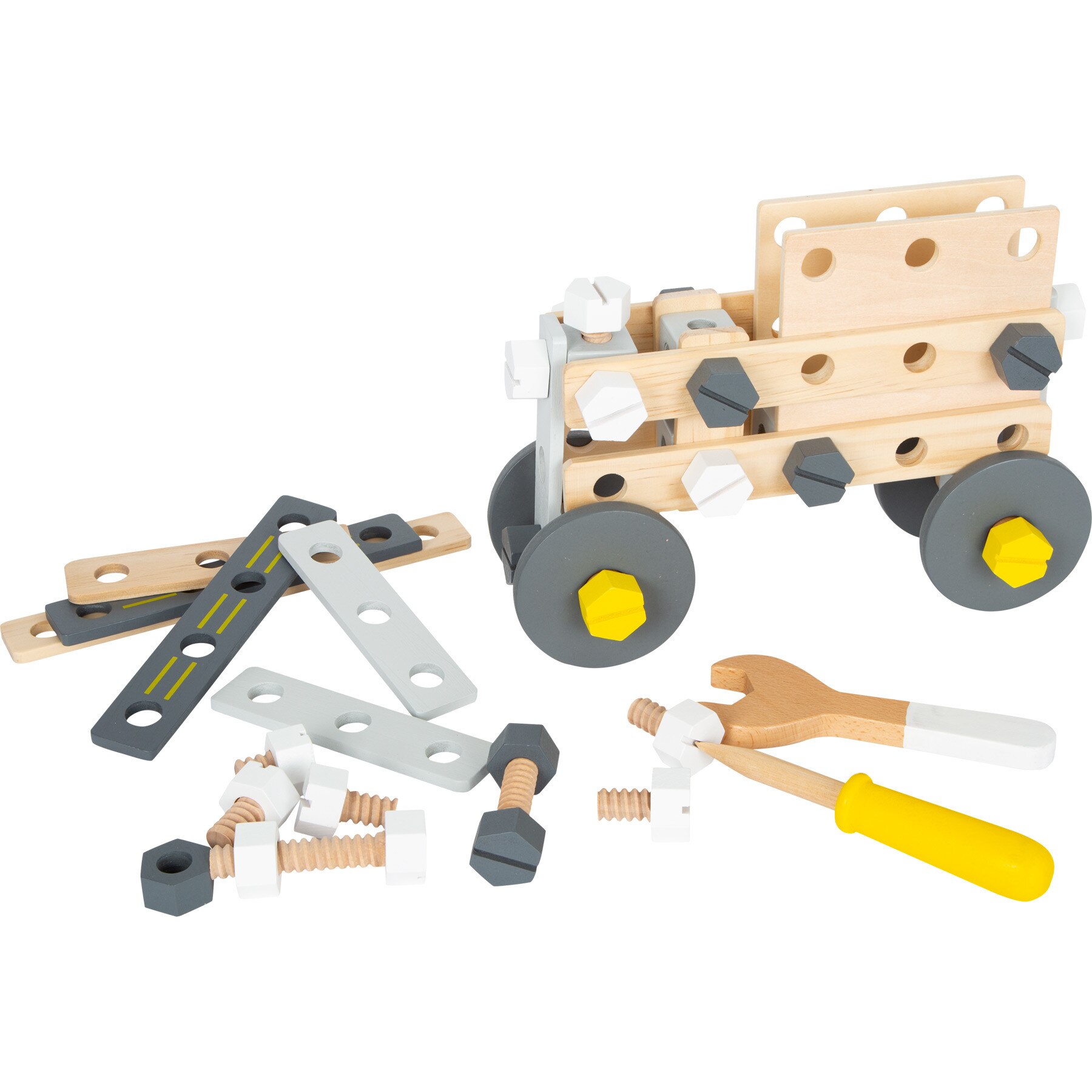 Set de constructie Scule & piese, Legler, 67 piese, din lemn