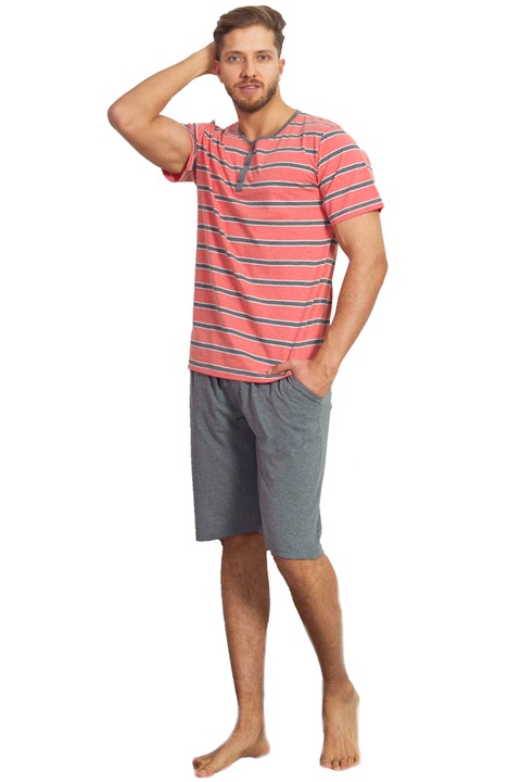 Férfi pamut pizsama, garnitúra, Enki