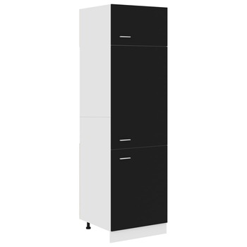 Mobilier de bucatarie cu 1 dulap pentru frigider din pal extralucios, vidaXL, PAL, 60 x 57 x 207 cm, Negru