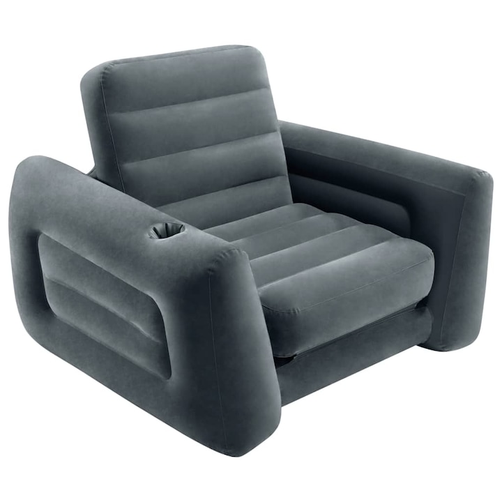 Intex sötétszürke egyszemélyes kihúzható felfújható fotel 117 x 224 x 66 cm