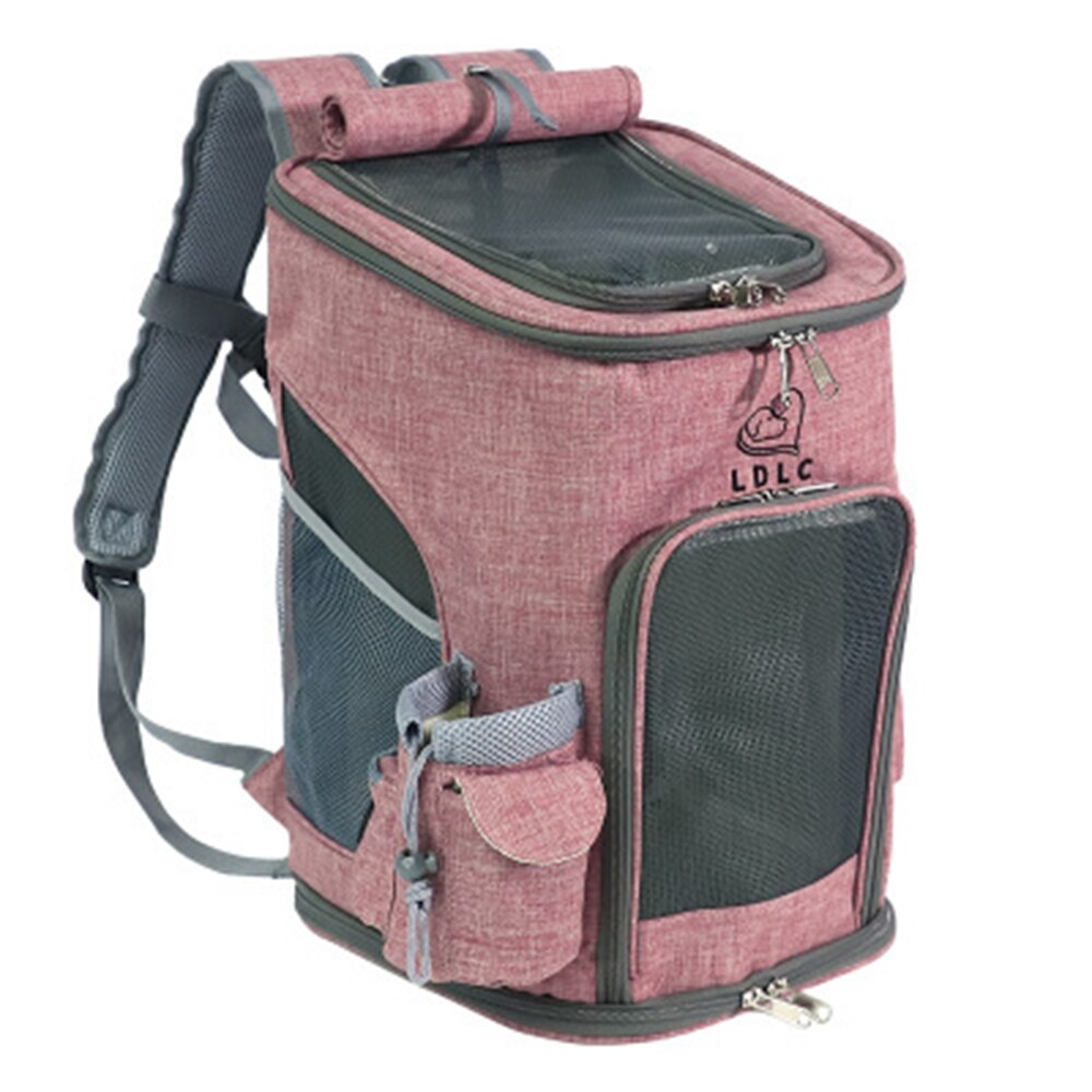 Rucsac pentru transportul cainilor si pisicilor, LDLC, Pliabil, Curele spuma, 24x27x36 cm, Roz