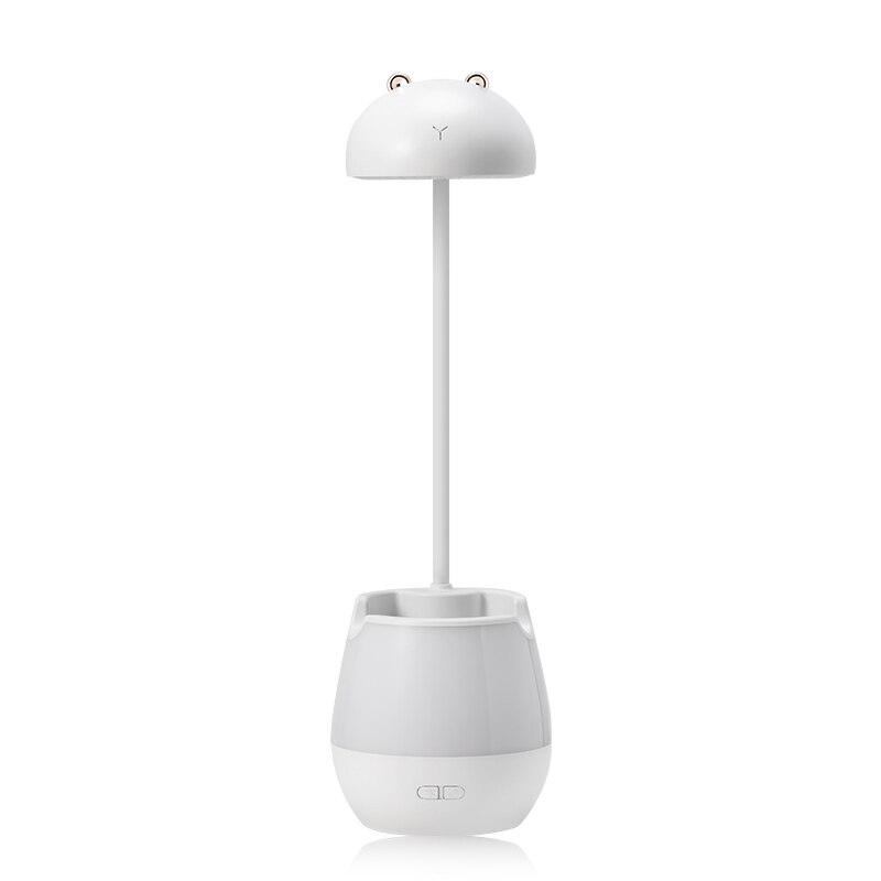 Lampa de birou cu suport pixuri reglabila Ideas4Comfort, portabila, pliabila, USB reincarcabila, puterea 2W, BPA-free, Ursulet, Alb