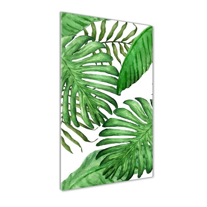 Tablou pe sticla, Tulup, frunze tropicale, 70x140 cm
