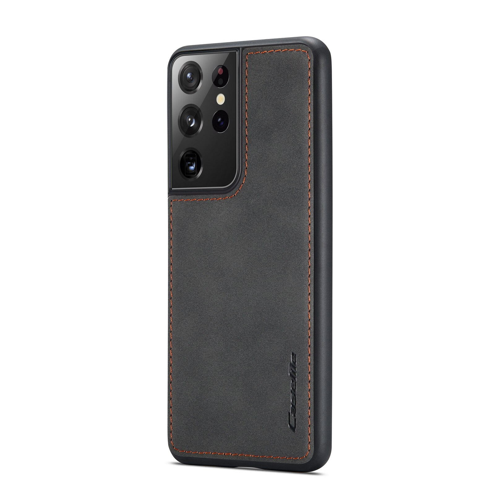 Husa pentru Samsung Galaxy S21 Ultra, CaseMe, slim piele, tip back cover, textura catifelata, Negru