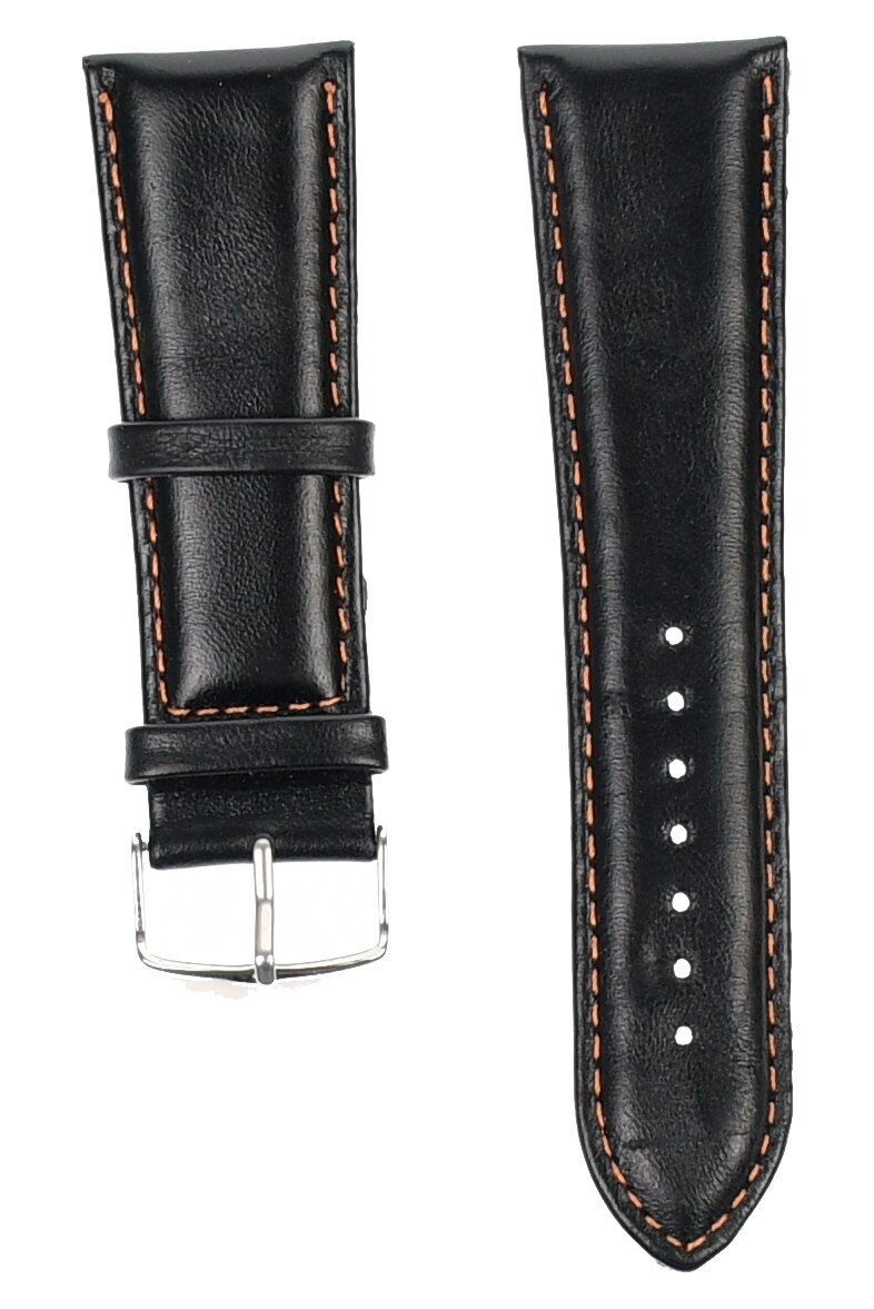 Curea de ceas din piele mata, 22 mm x 20 cm, negru - 60824X22NM