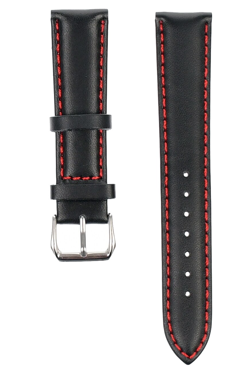 Curea de ceas din piele mata, 16 mm x 20 cm, negru - 60818X16NR