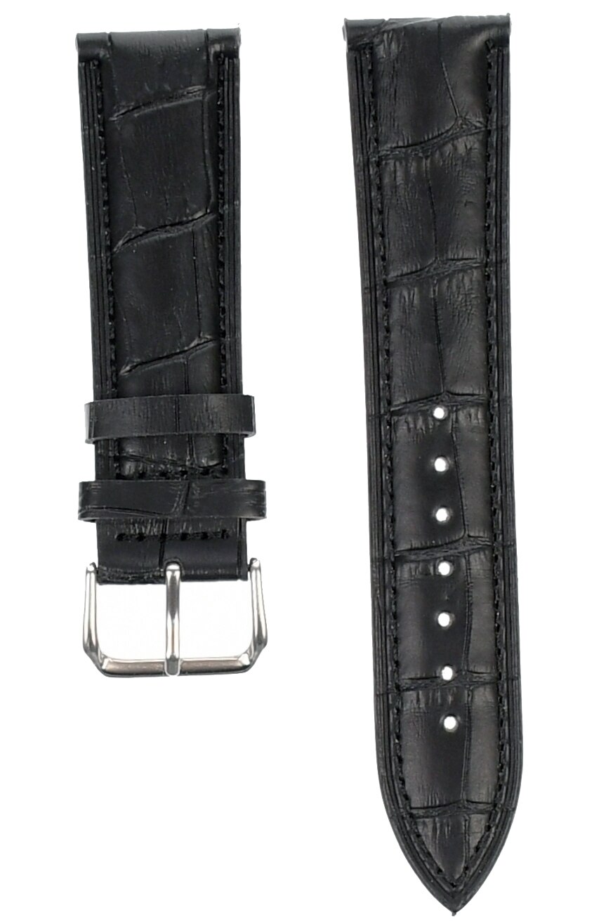 Curea de ceas din piele mata, 20 mm x 19 cm, negru - 60822X20NCROCO