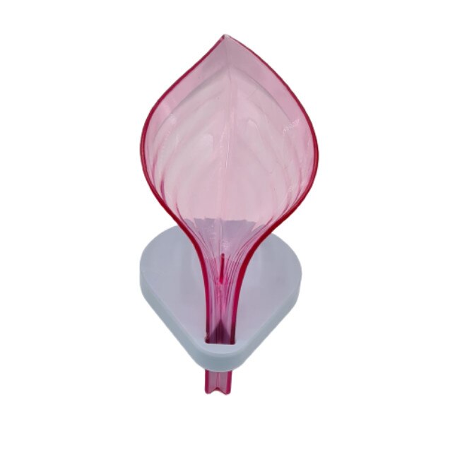 Sapuniera Inteligenta cu Scurgere, Model Frunza, plastic, cu ventuze,12.5 x 12 x 9 cm , Roz , BCT