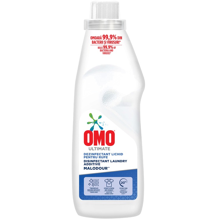 Dezinfectant lichid pentru haine Omo Malodour, 1.2L, 12 spalari