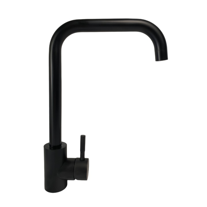 MIXXUS Кухненски кран от неръждаема стомана, SUS-011-G BLACK, Единично управление, Включени връзки