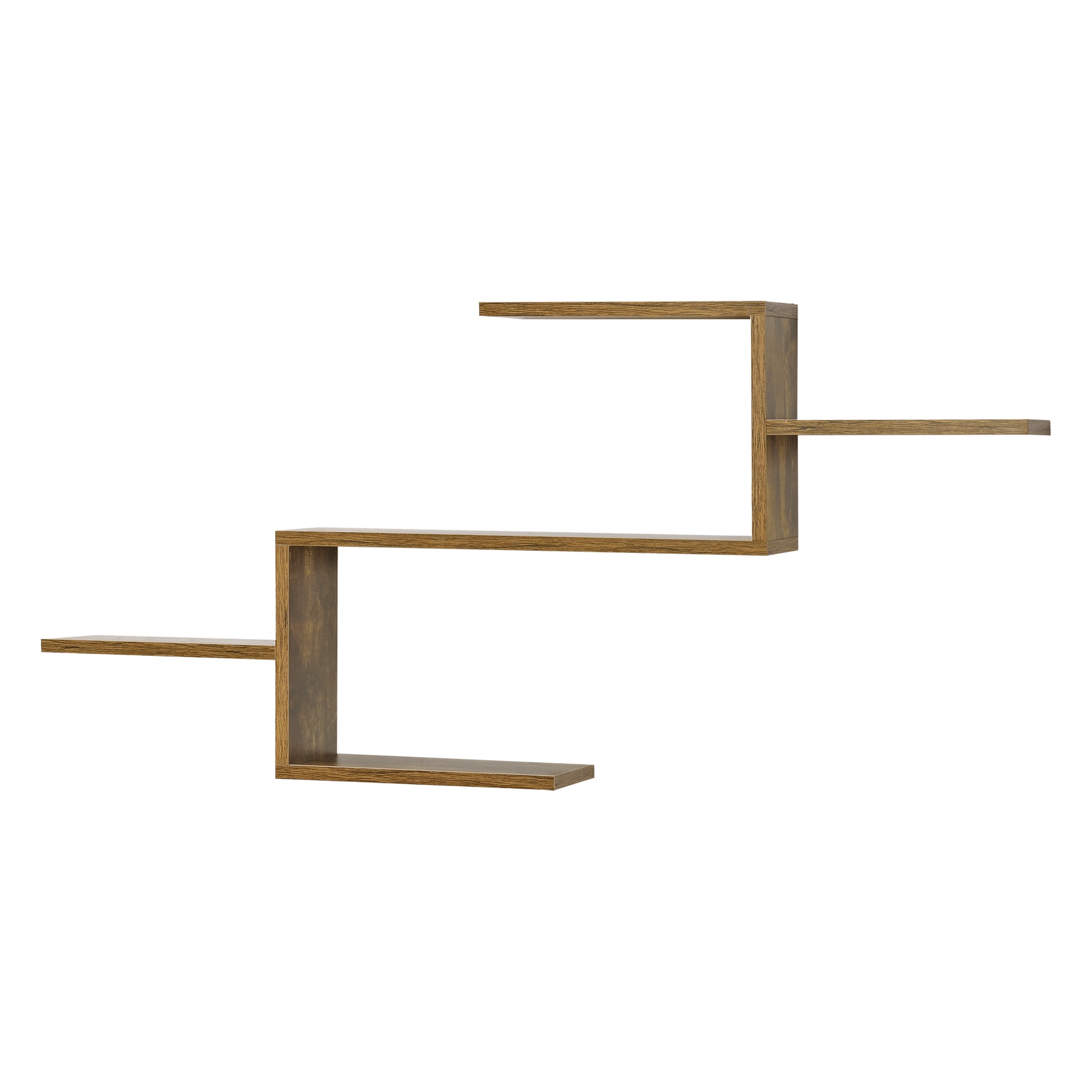 Raft de perete Flekkefjord DH, en.casa, 104 x 14,5 x 49,5 cm, PAL, cu invelis melamina, efect lemn nuanta inchisa, cu 5 polite depozitare