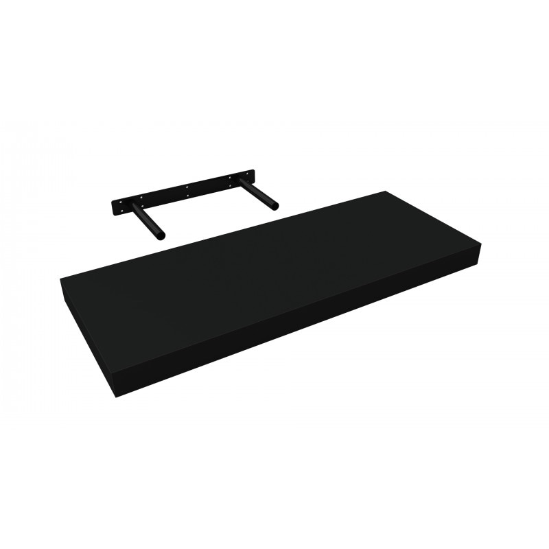 Raft suspendat cu suport ascuns 60x23.5x3.8 cm, MDF Negru