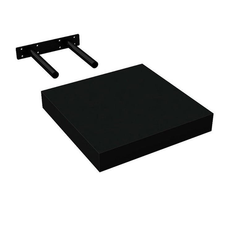 Polita de perete cu suport suspendare ascuns Arly, 23.5x23.5x3.8 cm, MDF Negru