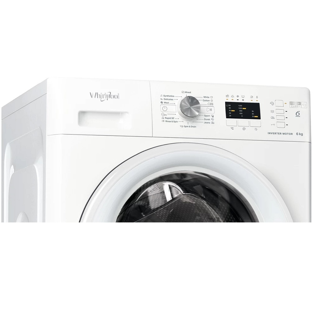 Masina de spalat rufe Whirlpool FreshCare+ FFL 6238 W EE, 6 kg, 1200 rpm, Clasa D, Motor Inverter, Tehnologie al 6-lea simt, Alb