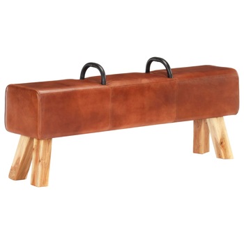 Canapea tip banca in stil clasic de gimnastica, vidaXL, Piele, 135 x 25 x 55 cm, Maro Canapea tip banca in stil clasic de gimnastica, vidaXL, Piele, 135 x 25 x 55 cm, Maro