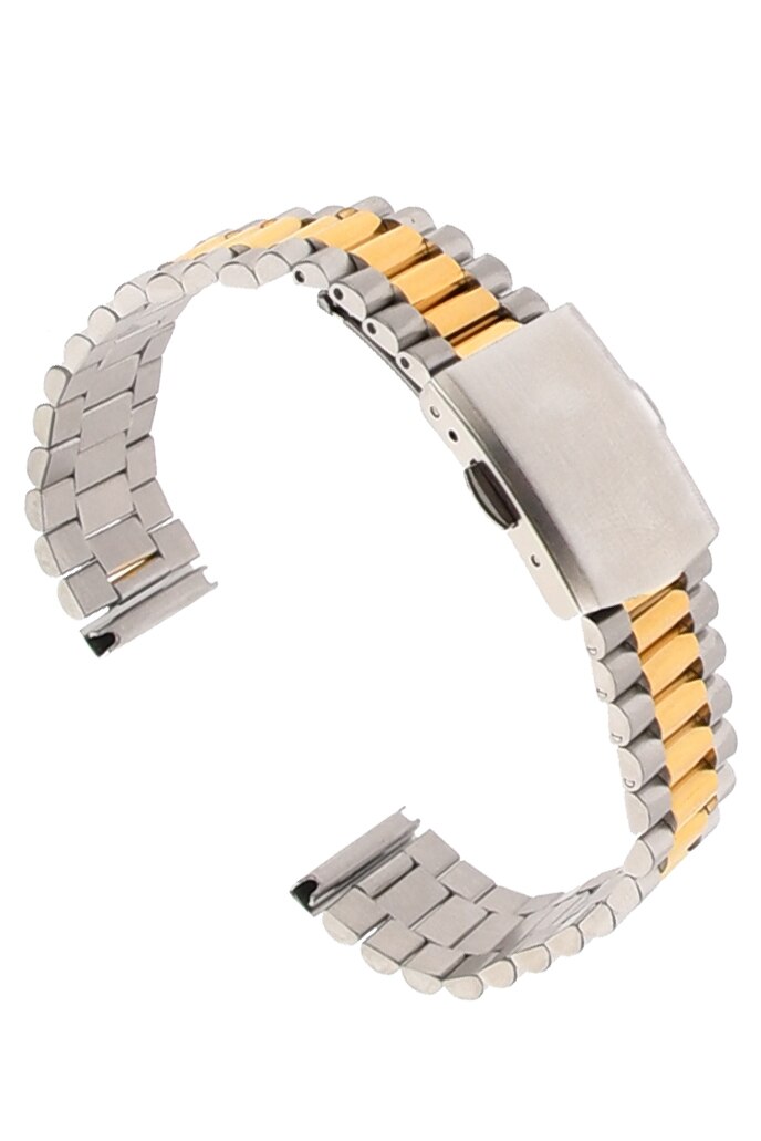 Curea de ceas din metal, 16 mm x 16 cm, argintiu/auriu