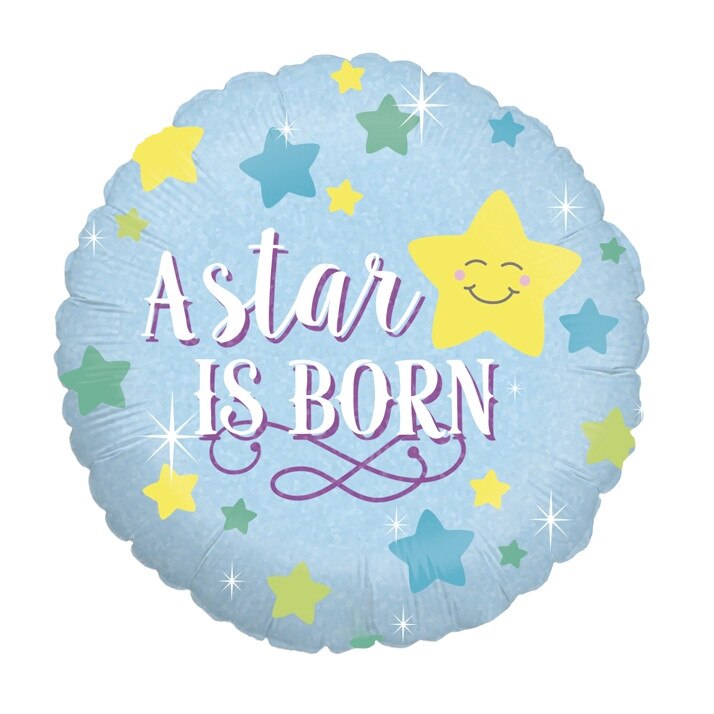 Balon folie rotund albastru A star is born boy 46 cm