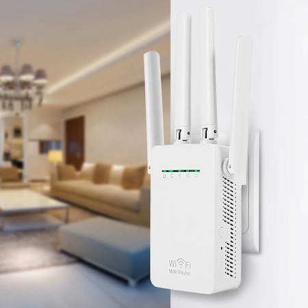 Amplificator Retea Wi-Fi MRG L-LVWR09, 4 Antene, Repetor, Alb