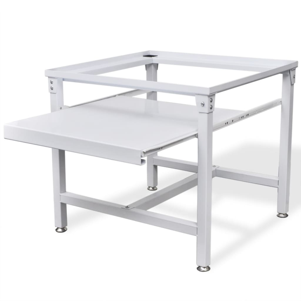 Stativ masina de spalat cu sertar, vidaXL, Otel, 53.5 x 60 x 56.5 cm, Alb
