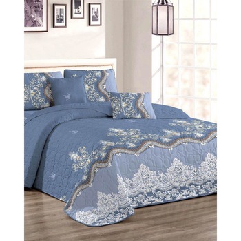 Cuvertura de pat + 2 Fete de Perne, Bumbac Tip Finet, Imprimata, Pat 2 persoane, C04-06 Cuvertura de pat + 2 Fete de Perne, Bumbac Tip Finet, Imprimata, Pat 2 persoane, C04-06