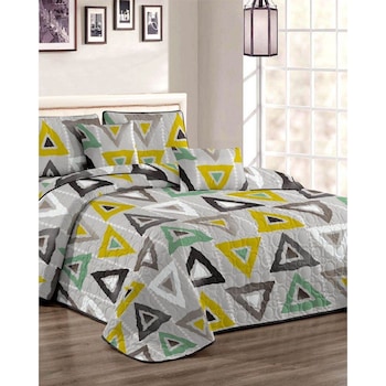 Cuvertura de pat + 2 Fete de Perne, Bumbac Tip Finet, Imprimata, Pat 2 persoane, C04-20 Cuvertura de pat + 2 Fete de Perne, Bumbac Tip Finet, Imprimata, Pat 2 persoane, C04-20