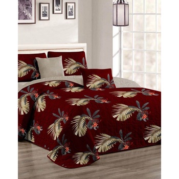 Cuvertura de pat + 2 Fete de Perne, Bumbac Tip Finet, Imprimata, Pat 2 persoane, C04-31 Cuvertura de pat + 2 Fete de Perne, Bumbac Tip Finet, Imprimata, Pat 2 persoane, C04-31