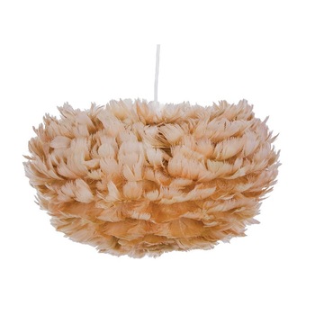 Pendul cu abajur din pene FOG, maro-bej, cablu alb, 45 x 30 cm Pendul cu abajur din pene FOG, maro-bej, cablu alb, 45 x 30 cm